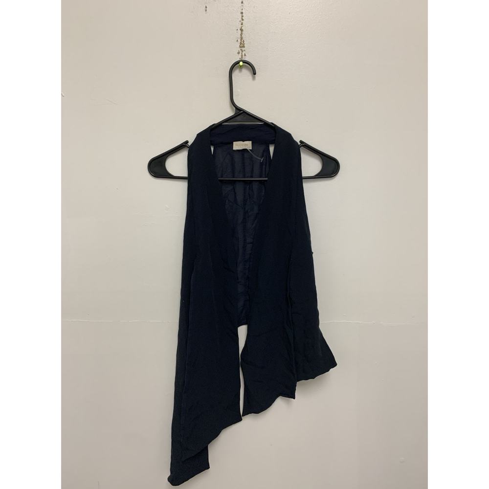 Valentino Roma 100% Silk Blue Sleeveless Sheer Waterfall Front Top 40 6